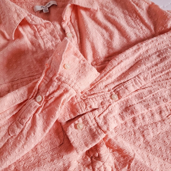 MADEWELL Market Popover Peach Swiss Dot Top XS - Picture 4 of 9
